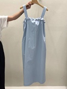 韩国东大门夏装小清新气质纯色打底裙褶皱无袖吊带背心连衣裙