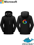 谷歌微软IT程序员猿极客码农印花冲锋衣男女宽松保暖外套恶搞