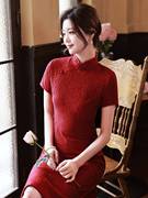 添香丨红色新中式新娘旗袍小个子订婚敬酒服少女气质出阁宴领证装