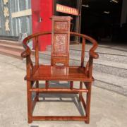 红木圈椅刺猬紫檀茶椅花梨木椅子中式客椅三件套椅仿古卷书椅