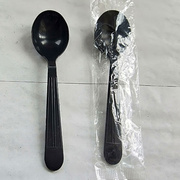 15cm一次性勺子加厚甜品勺黑色，圆头勺大勺独立包装塑料汤勺500支