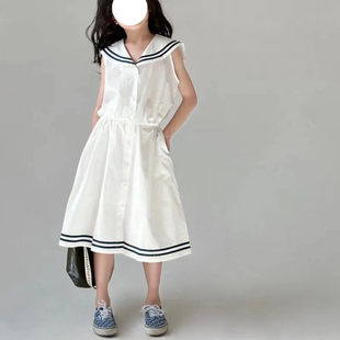 女童2024春夏亲子海军风连气质半裙套装时尚出街神器