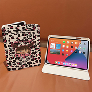 酷拽个性豹纹女孩适用苹果平板保护套卡通ipad10360度旋转式air45带笔槽10.9寸女款mini6保护套12.9寸