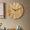 侘寂实木日式客厅挂钟创意，挂墙简约时钟，高级感原木风钟表装饰艺术