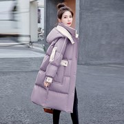 紫色羽绒棉服女冬2022年棉衣中长款设计感加厚时尚棉袄外套潮