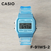卡西欧手表casiof-91ws-2果冻兰色防水复古时尚，简约电子小方表