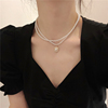 优雅复古法式双层珍珠项链女ins网红锁骨链，简约小众设计脖子饰品