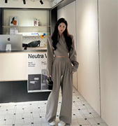 2024春季女装韩国气质时尚，高级感西装套装高腰，垂感阔腿裤西裤