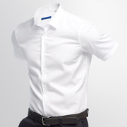 白衬衫男短袖商务正装韩版修身青年衬衫，夏季全棉免烫职业纯色衬衣