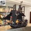 黑珍珠号模型安妮女王加勒比海盗船帆船拼装高难度，积木玩具男孩子