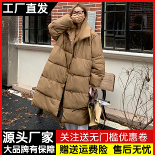 羽绒棉服女款冬季韩版加厚中长款过膝棉衣外套宽松立领棉袄面包服