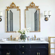 法式卫生间浴室镜美式雕花不规则梳妆镜壁挂贴墙异形桌面化妆镜子