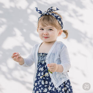 kidsclara韩国婴儿空调衫0-4岁夏季女宝宝超薄开衫外套儿童防晒衣