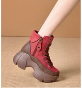 内增高9cm老爹鞋女款2023秋季网红马丁靴复古小个子休闲短靴