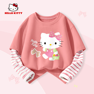 Hello Kitty女童长袖t恤纯棉儿童衣服女孩打底衫外穿洋气大童上衣