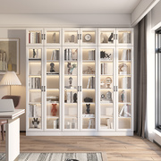 美式书柜自由组合书架格子柜一体靠墙客厅展示柜玻璃防尘书架书橱