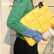 srklstudio蓬蓬面包服充棉保护套简洁纯色，防水尼龙户外风格，mac笔记本电脑包内胆