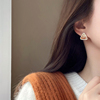 日韩三角形水晶耳钉女纯银，小众设计感高级耳饰2024年耳环