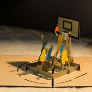 生日贺卡520立体折叠送男生朋友公司定制创意3D高档礼物贺卡送男老师篮球纸雕高级感礼物diy定制小卡片
