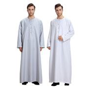 也门男式长袖纯色男士，长袍巴基斯坦名族服饰，男子大袍回民礼拜袍子