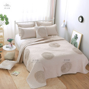纤之色 纯色素色绗缝床盖三件套全棉1.8米夹棉衍缝床单垫被空调被