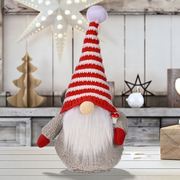 跨境圣诞装饰圣诞鲁道夫公仔摆件红白条纹针织帽侏儒娃娃装饰
