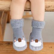 婴儿鞋袜软底防滑秋冬厚绒加保暖袜新套生宝宝，学步加voq8277袜子