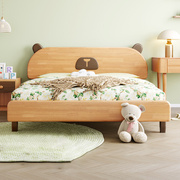实木儿童床男孩女孩公主床家用1.5米儿童房，卡通小床橡胶木单人床