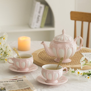 法式复古浮雕茶壶，下午茶欧式陶瓷茶具简约咖啡杯，骨瓷英式家用