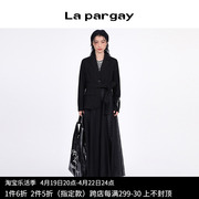 纳帕佳2024年春季黑色简约拼接网纱西装外套优雅个性长外套