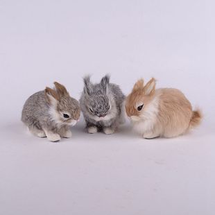 仿真兔子摆件可爱萌兔兔，家居装饰品动物模型，毛绒玩具公仔生日礼物