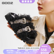 gddz原创设计毛毛拖鞋女外穿高级感秋冬羊羔毛绝美(毛绝美)厚底法式毛毛鞋