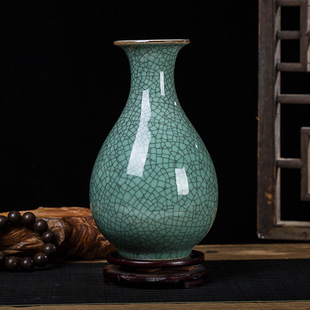 景德镇陶瓷花瓶仿古开片裂纹中式花瓶，办公家居摆件瓷瓶工艺品花瓶