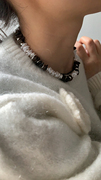 LONSLAN ACC 秋冬法式复古棕拼接珍珠质感项链毛衣链