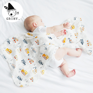 griny婴儿纱布被子夏季薄款竹棉包巾，新生儿用品初生抱被宝宝盖毯