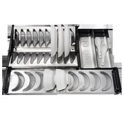 厨房拉篮304不锈钢盘碗架筷子盒橱柜抽屉内置分隔收纳沥水置物架