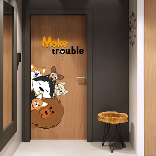 卡通儿童房门贴木门翻新贴纸个性创意房间卧室墙壁装饰品贴画自粘