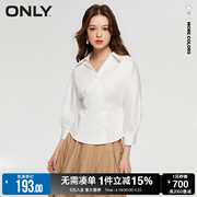 only春季时尚中国风，蝙蝠七分袖短款v领衬衫女123205019