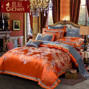 欧式四件套贡缎提花被套床上用品别墅样板房间高档奢华六八十件套