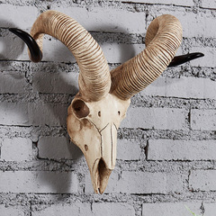 树脂个性羊角羊头骨挂饰动物头壁挂