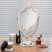 欧式金属镜子台式大号双面化妆镜复古公主镜高清桌面梳妆镜美容镜