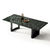 大花绿奢石餐桌，极简轻奢普拉达绿家用设计师，芬迪天然大理石餐桌椅