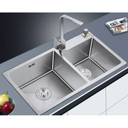 2023加厚手工水槽双槽304不锈钢水槽厨房洗菜盆洗碗池套餐台下盆7