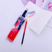 跨境12支装红蓝铅笔木工铅笔划线记号笔圆形双色彩
