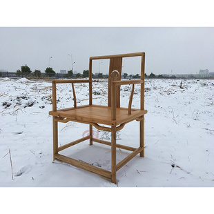 老榆木圈椅实木免漆家具茶椅现代中式官帽椅，明式梳背椅禅椅书房椅