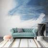 北欧艺术抽象油画涂鸦壁纸壁画客厅电视背景墙纸，蓝色沙发定制墙布