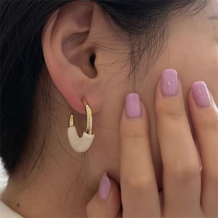 韩国东大门耳饰品女糖果色，春夏设计师水钻彩色耳圈圈耳钉耳环