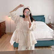 韩国进口lunaluz品牌冬季保暖宽松羊羔绒，情侣睡裙睡衣套装家居服