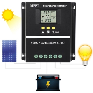60安100安太阳能控制器MPPT光伏板充电器LED智能路灯照明控制器