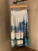香港專櫃代購agnes b.藝術照片印花氣質半身束腰長裙 20春夏女裝